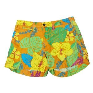 Polo Ralph Lauren Hawaiian Shorts Sz 2 Linen Blend Flower Floral Tropical Beach